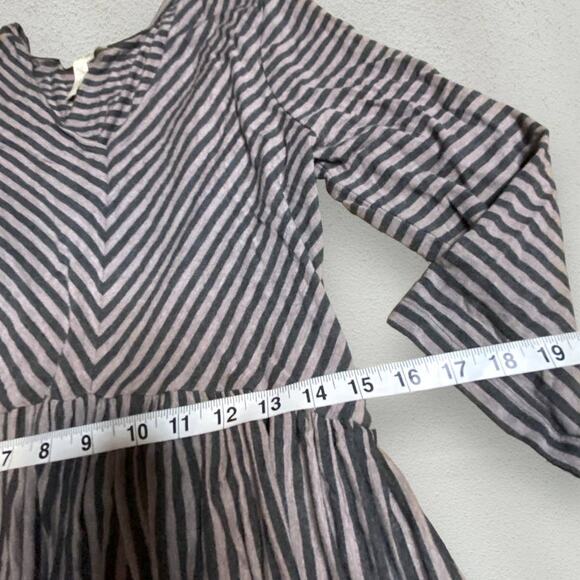 Matilda Jane Modal Spandex Gray Striped 3/4 Sleeve Midi Dress Size M - Picture 3 of 5